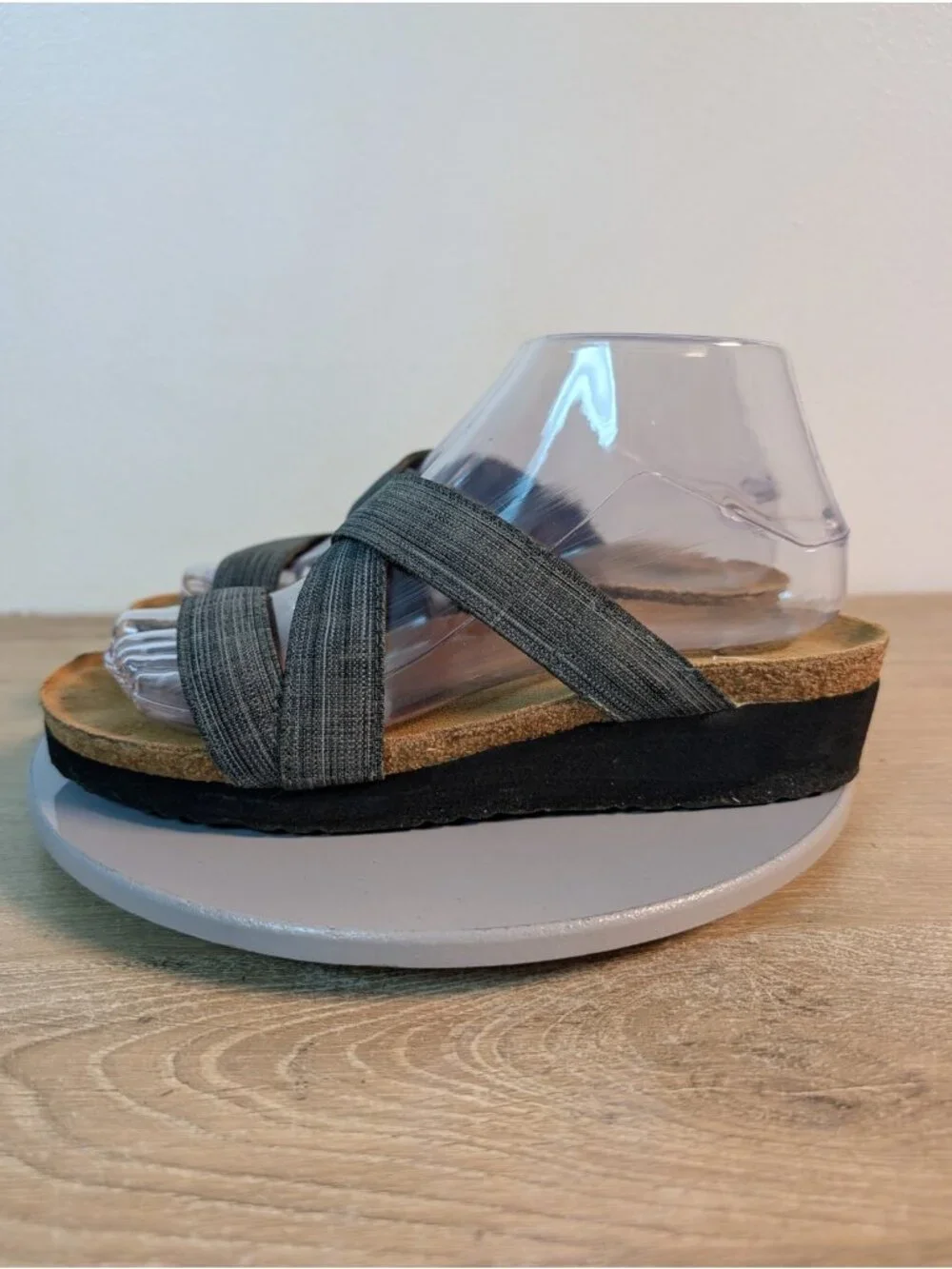 Naot Naomi Women Wedge Sandals Size 38 L7 Casual Comfort Blue Linen Fabric